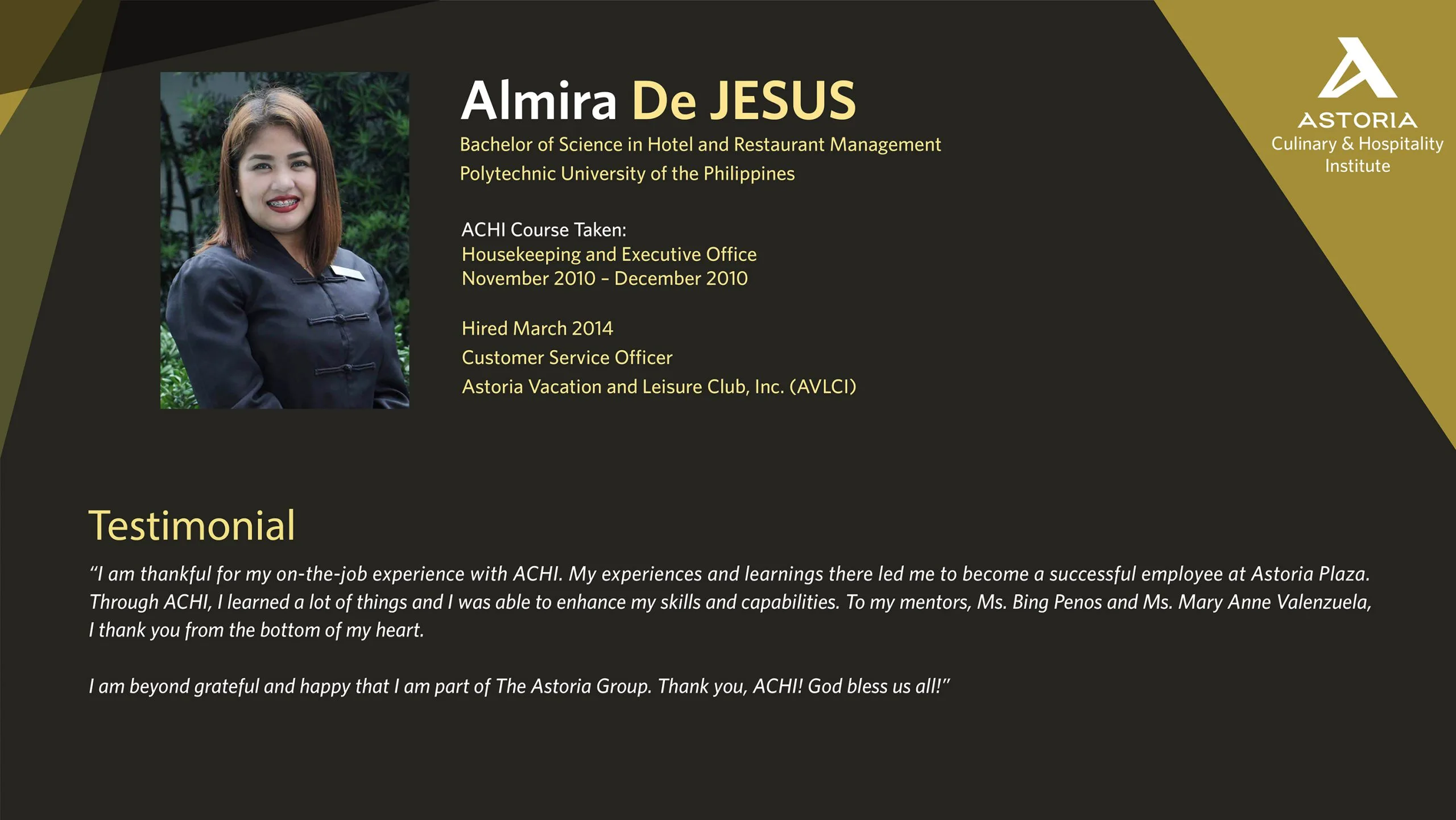 ACHI achiever testimonial 1