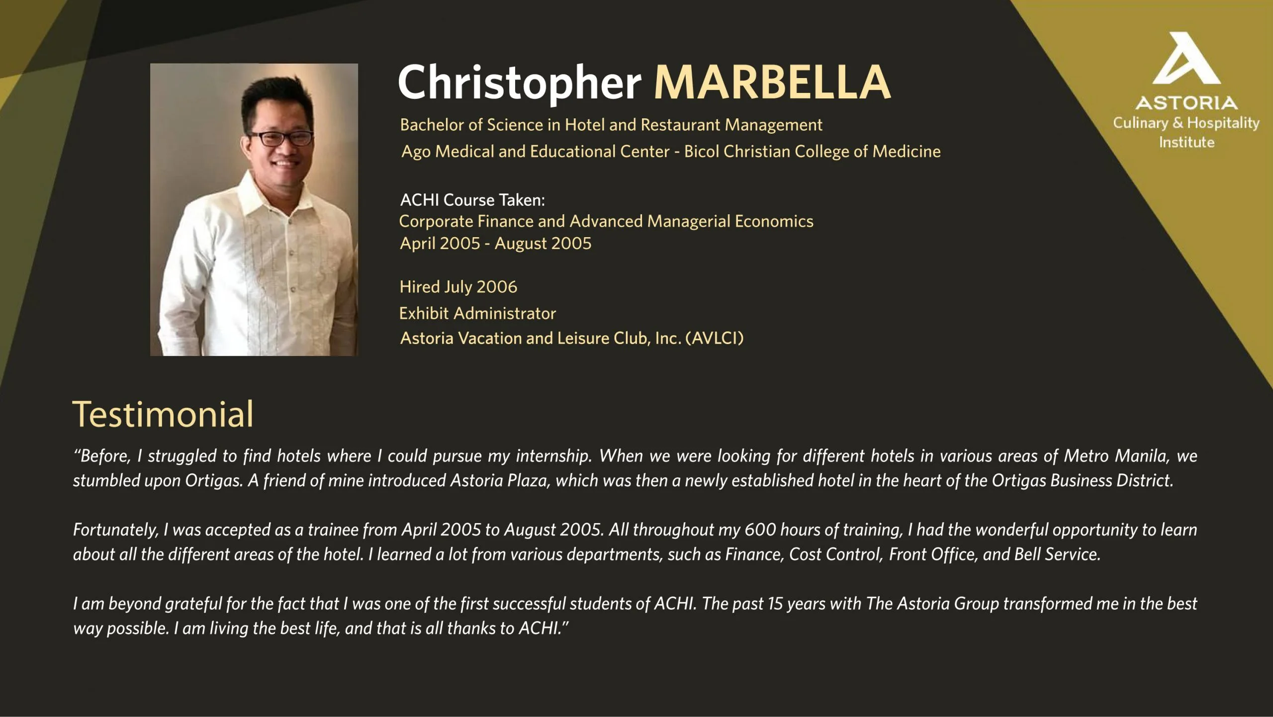 ACHI achiever testimonial 3
