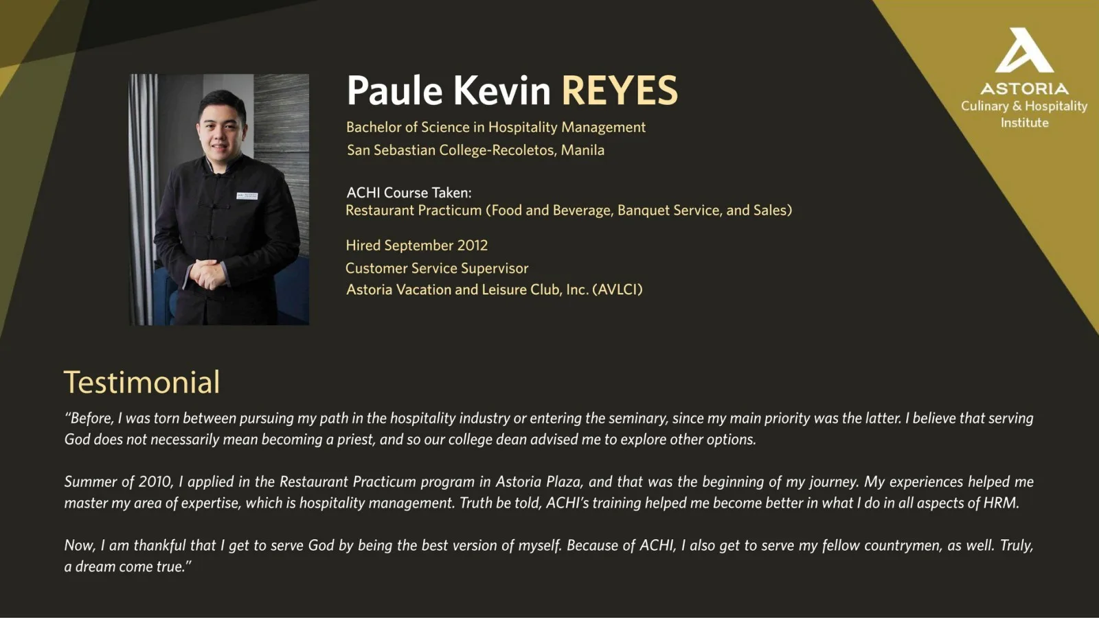 ACHI achiever testimonial 5